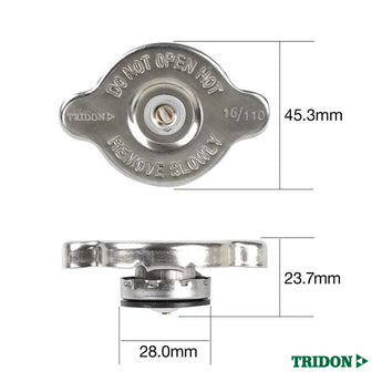 Metal Radiator Cap, Recovery Type, 16PSI / 110KPA