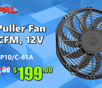12" SPAL 12V 906CFM Puller Fan only $199